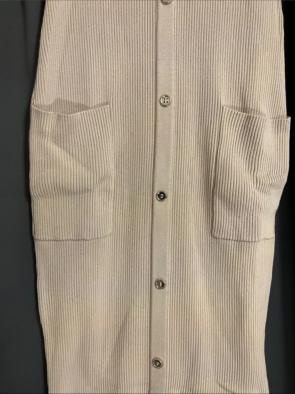 JLUXLABEL Cream Ribbed Button-Front Midi Dress - Picture 4 of 6